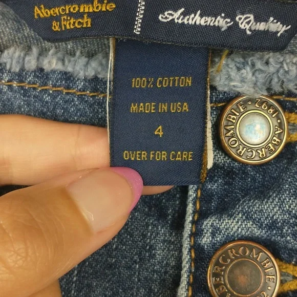 Y2K Vintage Abercrombie & Fitch Womens Cut Off Raw Waist Crop Button Fly Jeans 4 - Picture 8 of 13